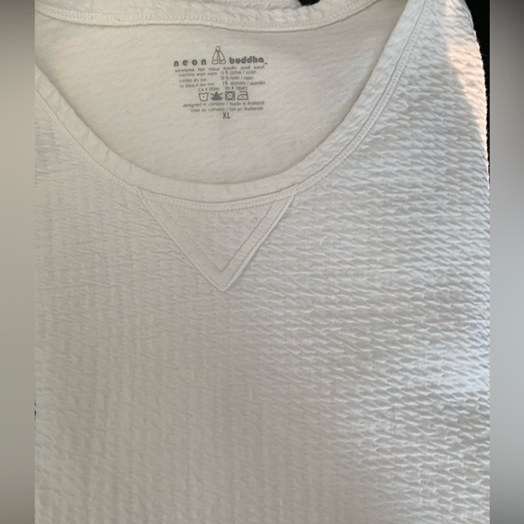 Neon Buddha Nirvana for your mind & soul white 3/4 sleeves texture pullover XL - Picture 3 of 5